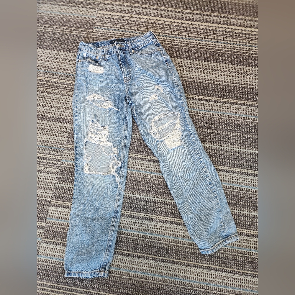 Aeropostale Mom Jeans Light Blue Denim High Rise Distressed - Picture 1 of 10